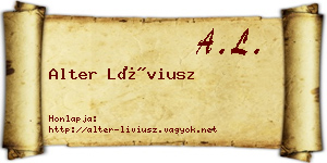 Alter Líviusz névjegykártya